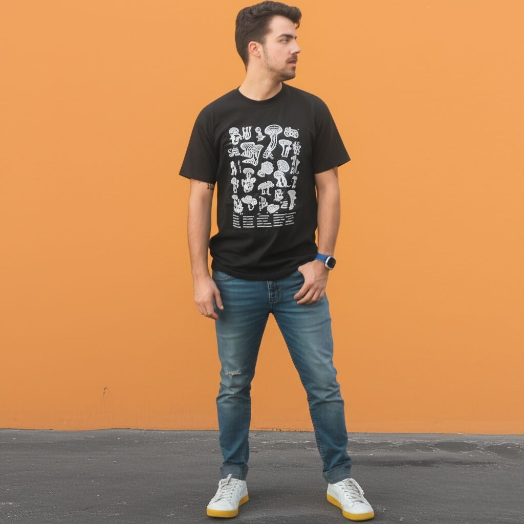 Fluorescent T-shirt 25 mushrooms