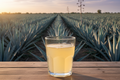 Vaso de aguamiel con fondo de maguey